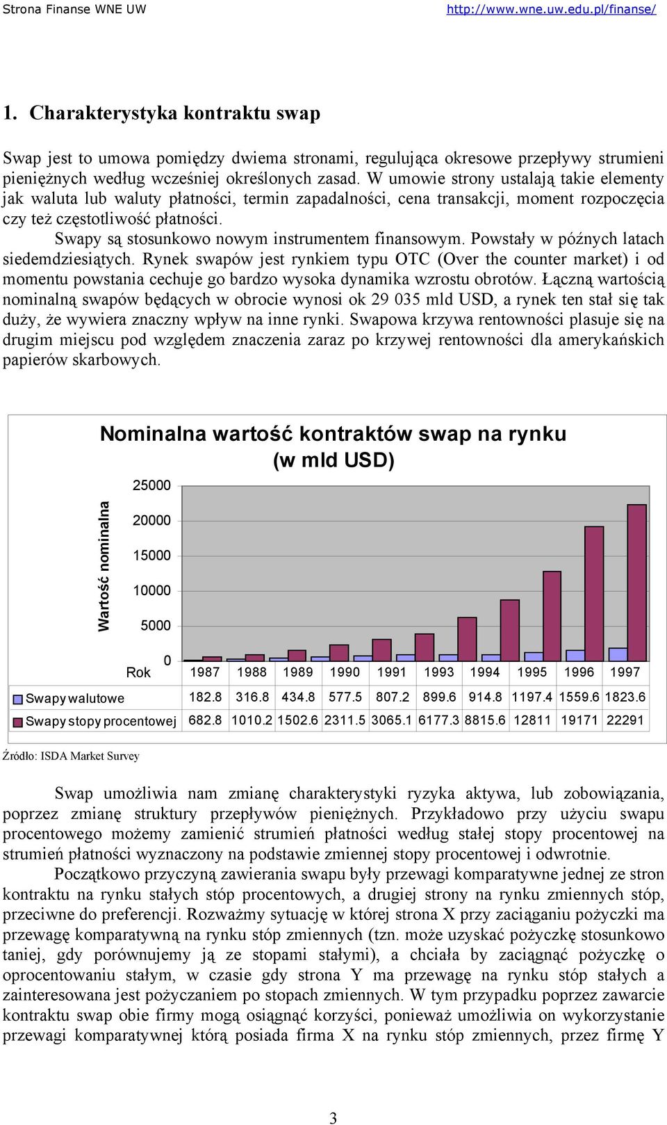 Swapy są stosunkowo nowym instrumentem finansowym. Powstały w późnych latach siedemdziesiątych.