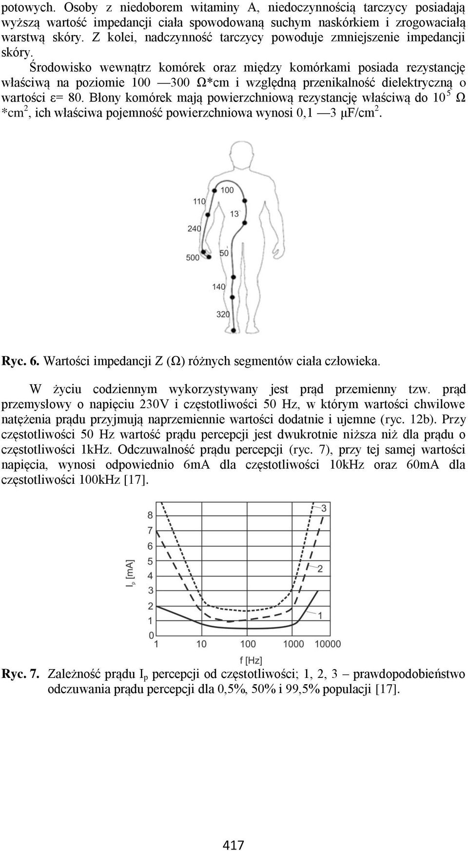 Środowisko wewnątrz komórek oraz między komórkami posiada rezystancję właściwą na poziomie 100 300 Ω*cm i względną przenikalność dielektryczną o wartości ε= 80.