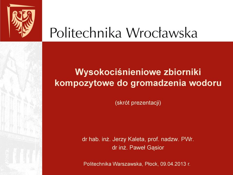 inż. Jerzy Kaleta, prof. nadzw. PWr. dr inż.