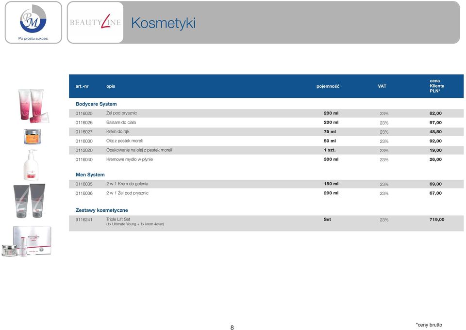19,00 0116040 Kremowe mydło w płynie 300 ml 26,00 Men System 0116035 2 w 1 Krem do golenia 1 69,00