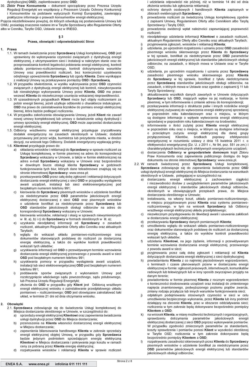 zawierający praktyczne informacje o prawach konsumentów energii elektrycznej.