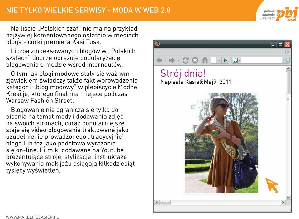 O tym jak blogi modowe stały się ważnym zjawiskiem świadczy także fakt wprowadzenia kategorii blog modowy w plebiscycie Modne Kreacje, którego finał ma miejsce podczas Warsaw Fashion Street.