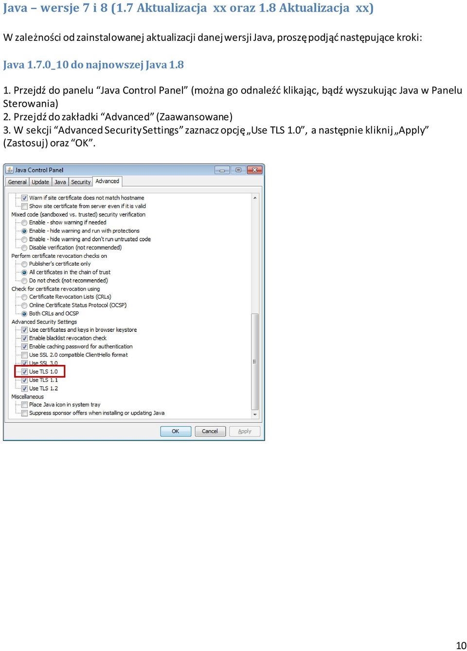 Java 1.7.0_10 do najnowszej Java 1.8 1.