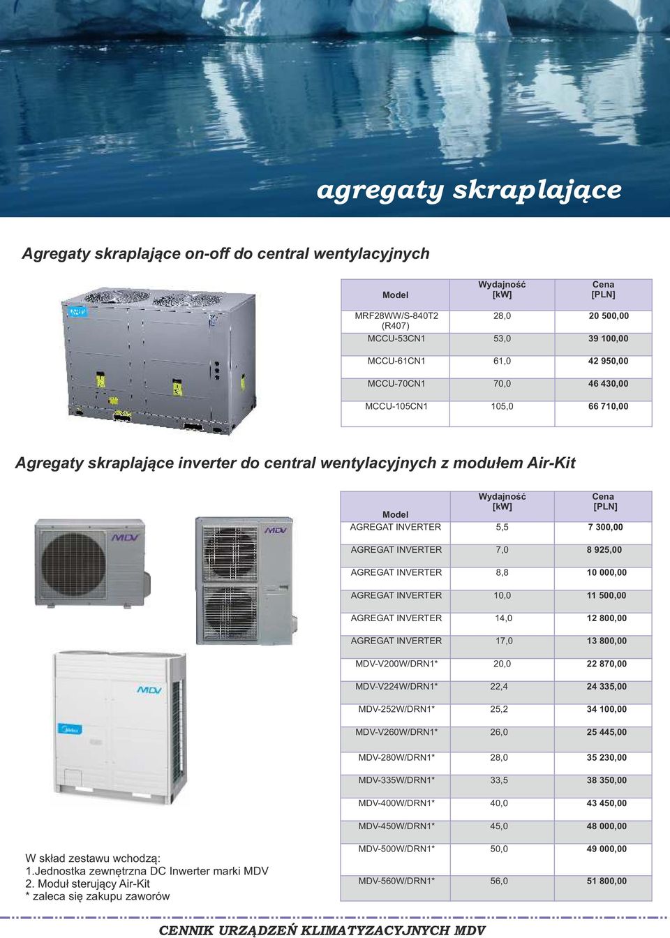 500,00 AGREGAT INVERTER 14,0 12 800,00 AGREGAT INVERTER 17,0 13 800,00 MDV-V200W/DRN1* 20,0 22 870,00 MDV-V224W/DRN1* 22,4 24 335,00 MDV-252W/DRN1* 25,2 34 100,00 MDV-V260W/DRN1* 26,0 25 445,00