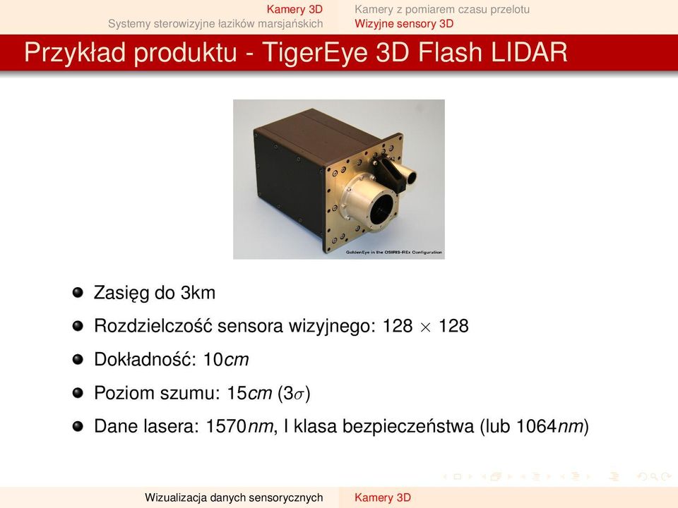 128 128 Dokładność: 10cm Poziom szumu: 15cm (3σ)