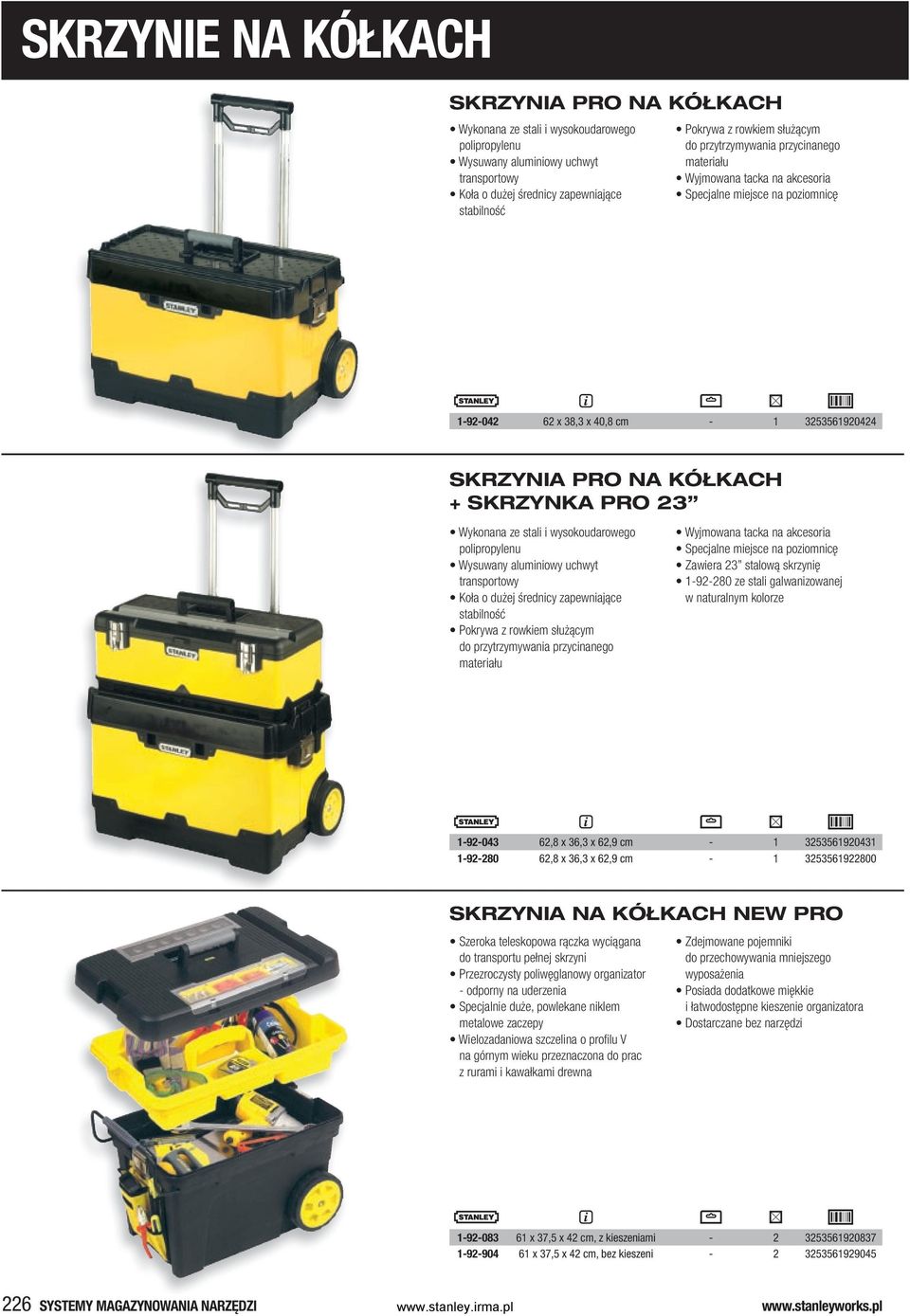 23 Wykonana ze stali i wysokoudarowego polipropylenu Wysuwany aluminiowy uchwyt transportowy Koła o dużej średnicy zapewniające stabilność Pokrywa z rowkiem służącym do przytrzymywania przycinanego