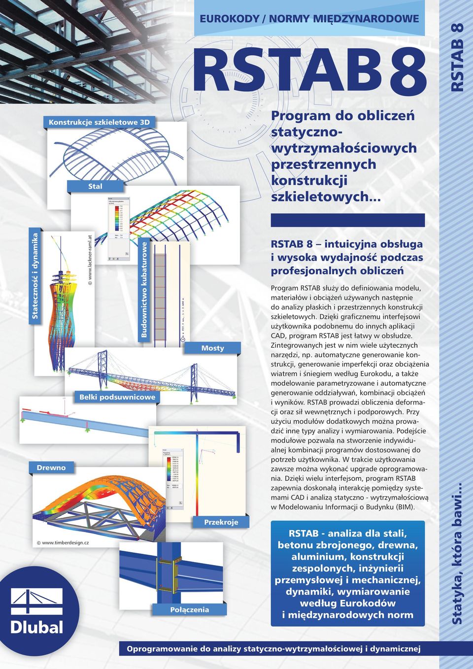 .. Połączenia Mosty Przekroje RSTAB 8 intuicyjna obsługa i wysoka wydajność podczas profesjonalnych obliczeń Program RSTAB służy do definiowania modelu, materiałów i obciążeń używanych następnie do