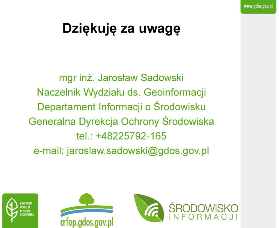 Geoinformacji Departament Informacji o Środowisku