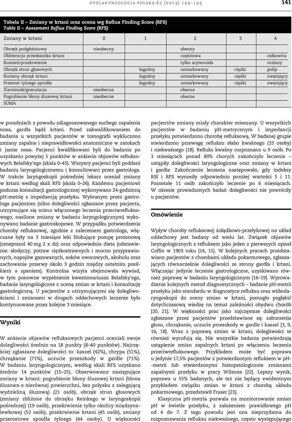 krtani łagodny umiarkowany ciężki zwężający Przerost tylnego spoidła łagodny umiarkowany ciężki zwężający Ziarniniak/granulacja nieobecna obecna Pogrubienie błony śluzowej krtani nieobecne obecne