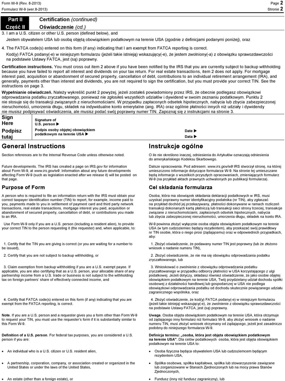 citizen or other U.S. person (defined below), and Jestem obywatelem USA lub osobą objętą obowiązkiem podatkowym na terenie USA (zgodnie z definicjami podanymi poniżej), oraz 4.