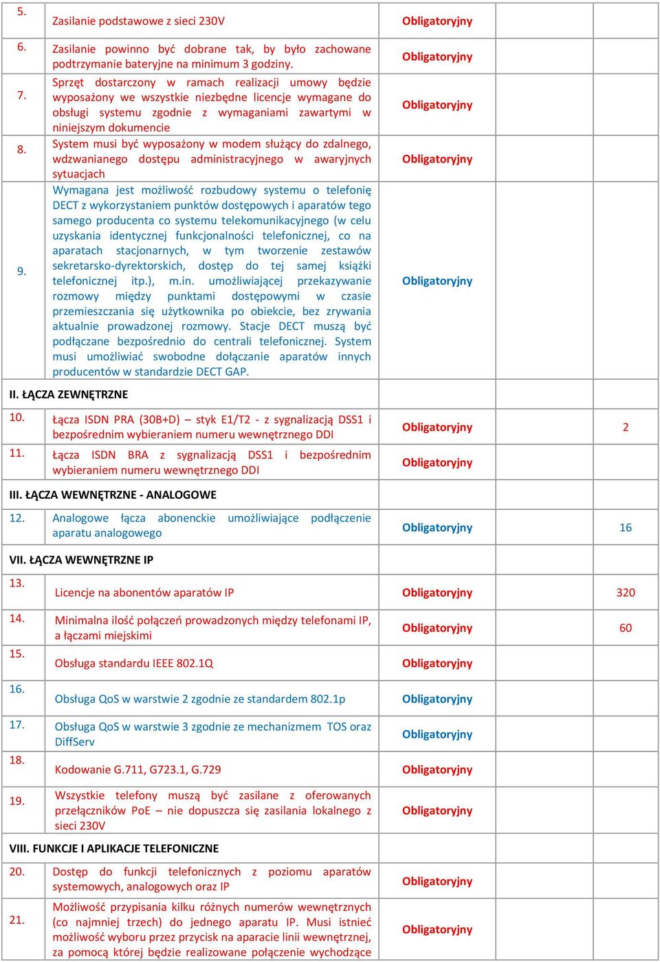 wyposażony w modem służący do zdalnego, wdzwanianego dostępu administracyjnego w awaryjnych sytuacjach Wymagana jest możliwość rozbudowy systemu o telefonię DECT z wykorzystaniem punktów dostępowych