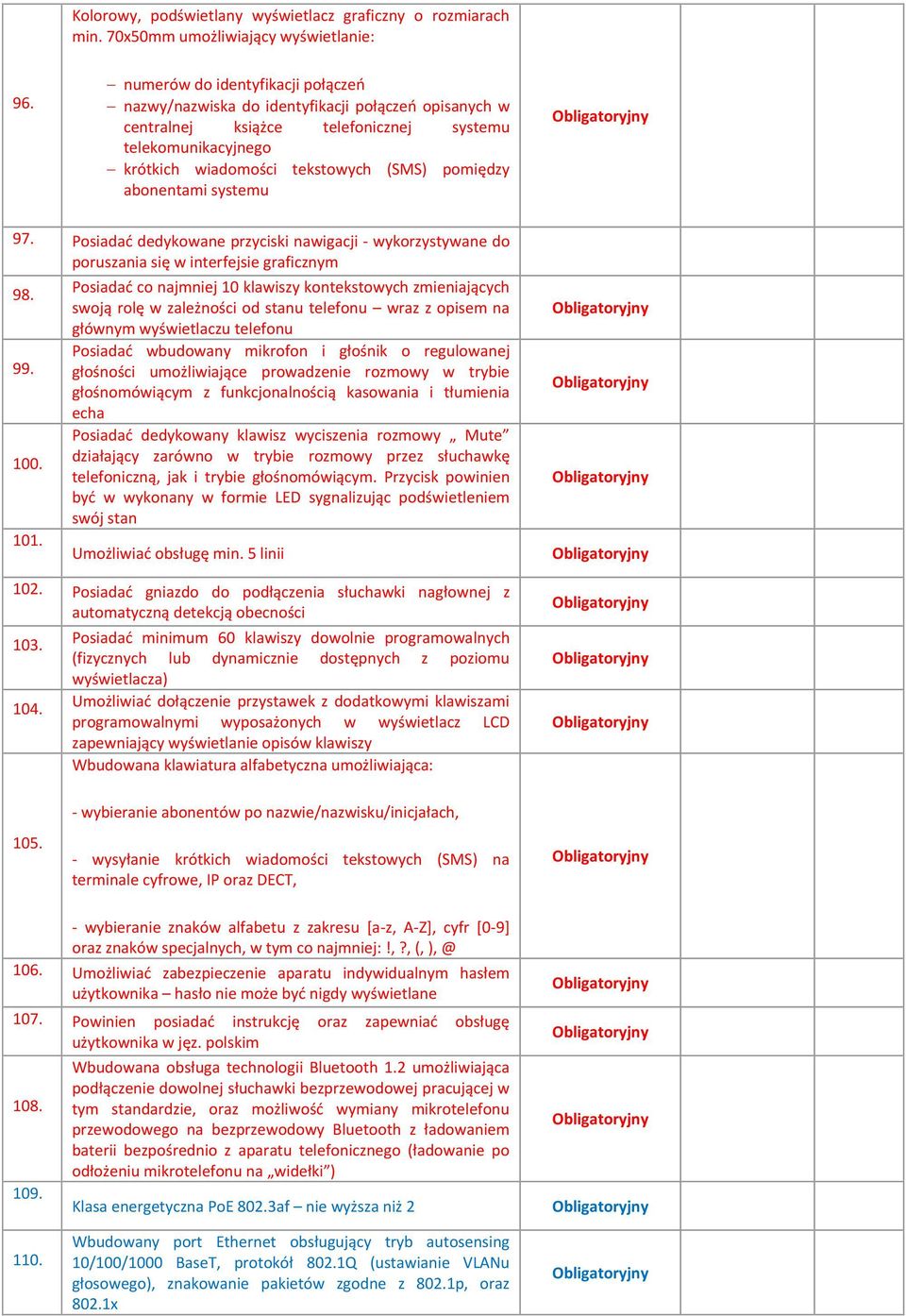 abonentami systemu 97. Posiadać dedykowane przyciski nawigacji - wykorzystywane do poruszania się w interfejsie graficznym 98. 99. 100. 101.