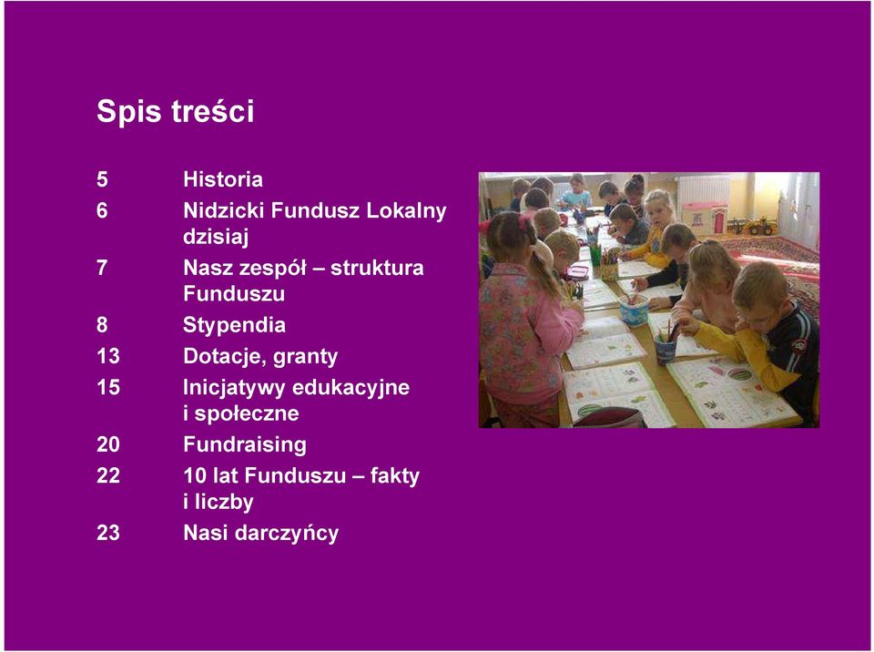 Dotacje, granty 15 Inicjatywy edukacyjne i społeczne 20