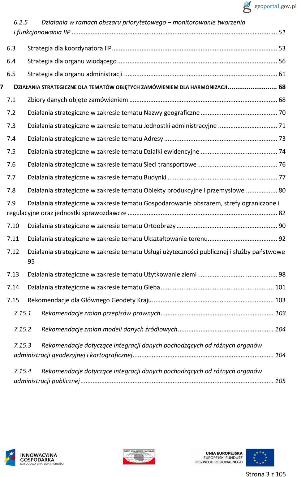 ..70 7.3 Działania strategiczne w zakresie tematu Jednostki administracyjne...71 7.4 Działania strategiczne w zakresie tematu Adresy...73 7.
