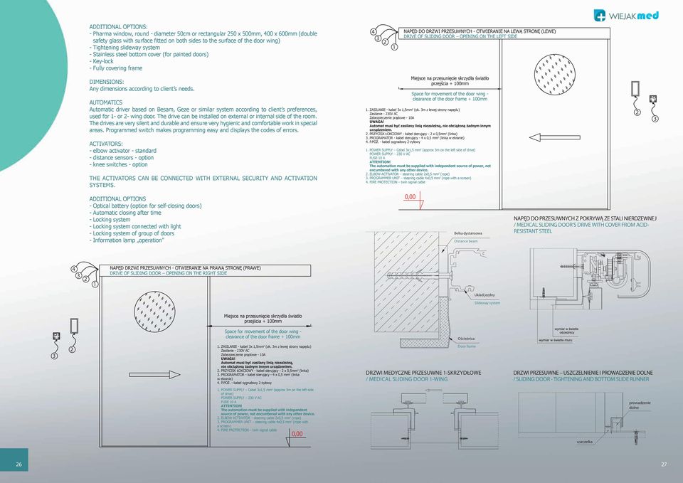 OPENING ON THE LEFT SIDE DIMENSIONS: Any dimensions according to client s needs.