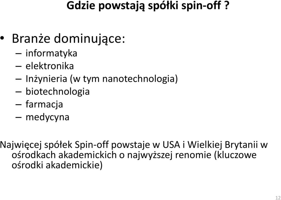 nanotechnologia) biotechnologia farmacja medycyna Najwięcej spółek