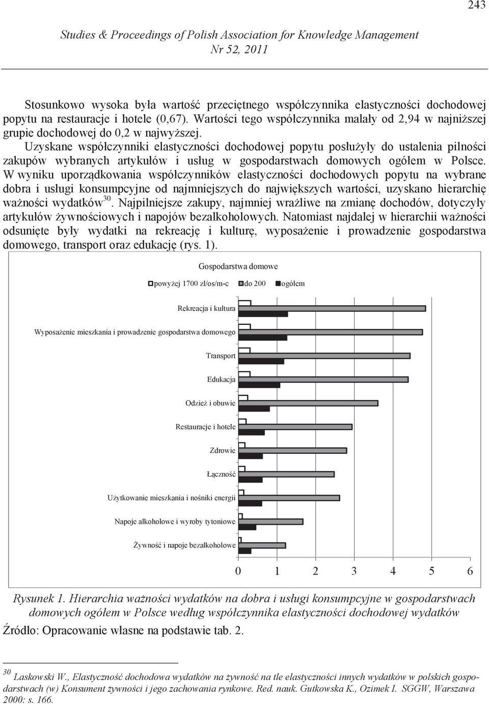 Uzyskane współczynniki elastyczno ci dochodowej popytu posłu yły do ustalenia pilno ci zakupów wybranych artykułów i usług w gospodarstwach domowych ogółem w Polsce.