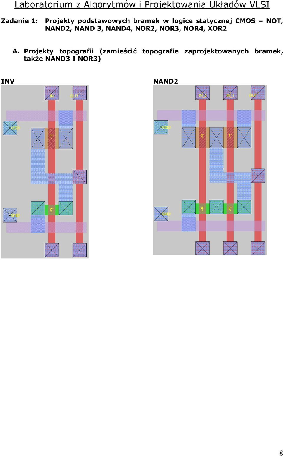 NAND 3, NAND4, NOR2, NOR3, NOR4, XOR2 A.
