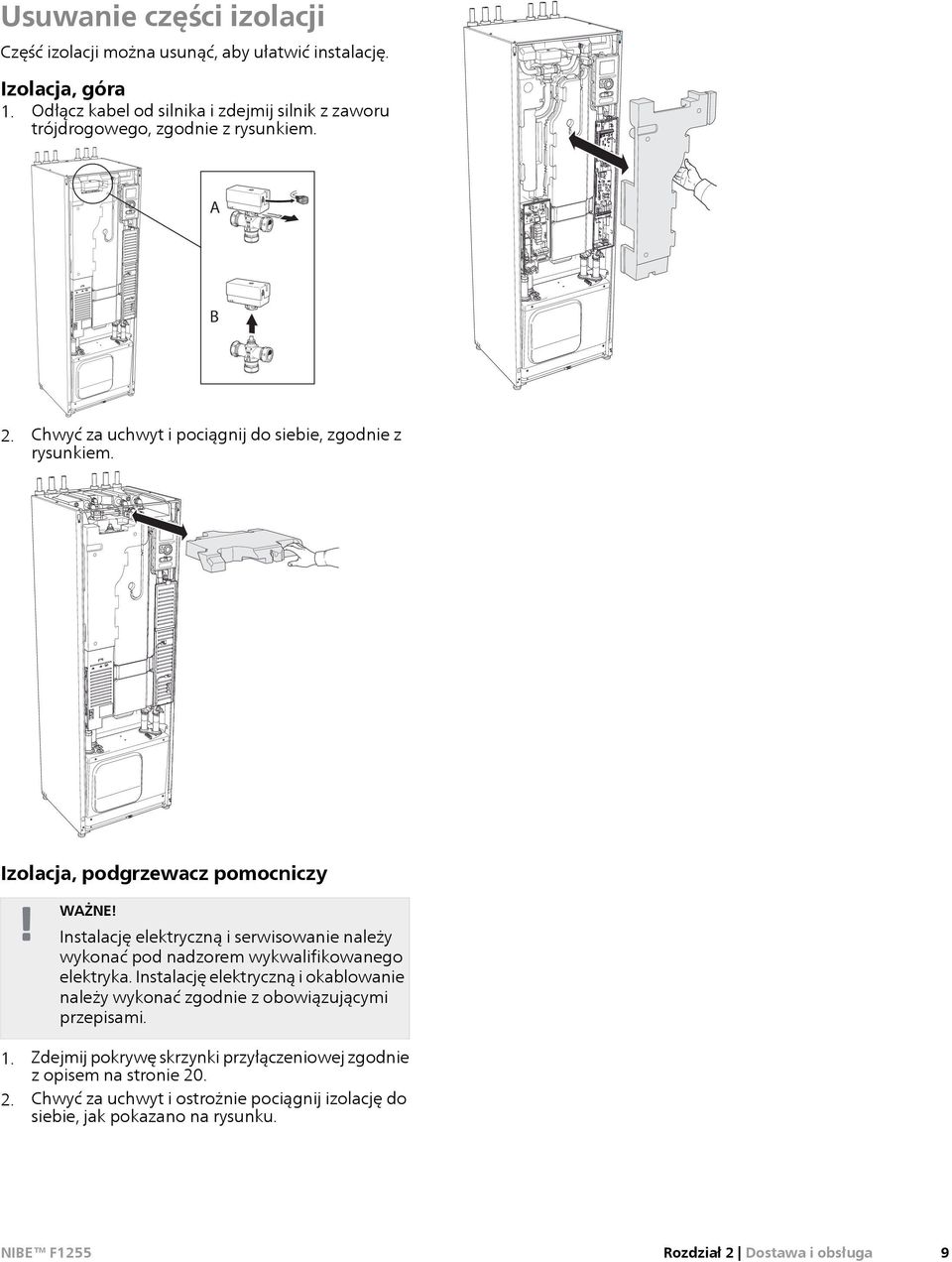 Izolacja, podgrzewacz pomocniczy WAŻNE! Instalację elektryczną i serwisowanie należy wykać pod nadzorem wykwalifikowanego elektryka.