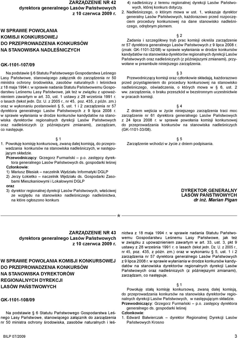 załącznik do zarządzenia nr 50 ministra ochrony środowiska, zasobów naturalnych i leśnictwa z 18 maja 1994 r.