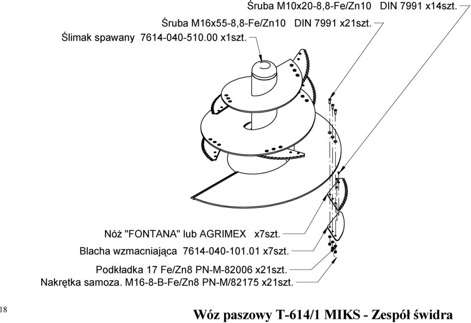 Blacha wzmacniająca 7614-040-101.01 x7szt. Podkładka 17 Fe/Zn8 PN-M-82006 x21szt.