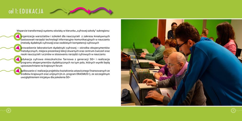prezentacji lekcji otwartych oraz centrum ćwiczeń oraz nauki nauczycieli i uczniów w stosowaniu narzędzi cyfrowych w nauczaniu edukacja cyfrowa mieszkańców Tarnowa z generacji 50+ i realizacja
