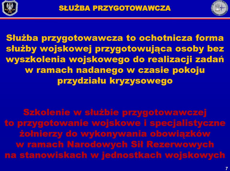 kryzysowego Szkolenie w służbie przygotowawczej to przygotowanie wojskowe i specjalistyczne