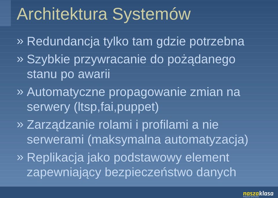 serwery (ltsp,fai,puppet)» Zarządzanie rolami i profilami a nie serwerami