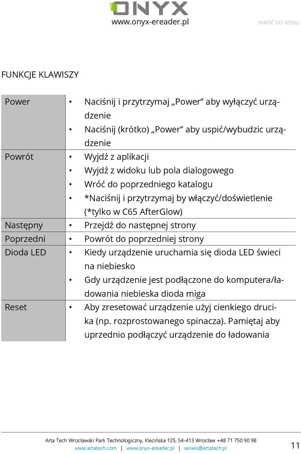 strony Poprzedni Powrót do poprzedniej strony Dioda LED Kiedy urządzenie uruchamia się dioda LED świeci na niebiesko Gdy urządzenie jest podłączone do