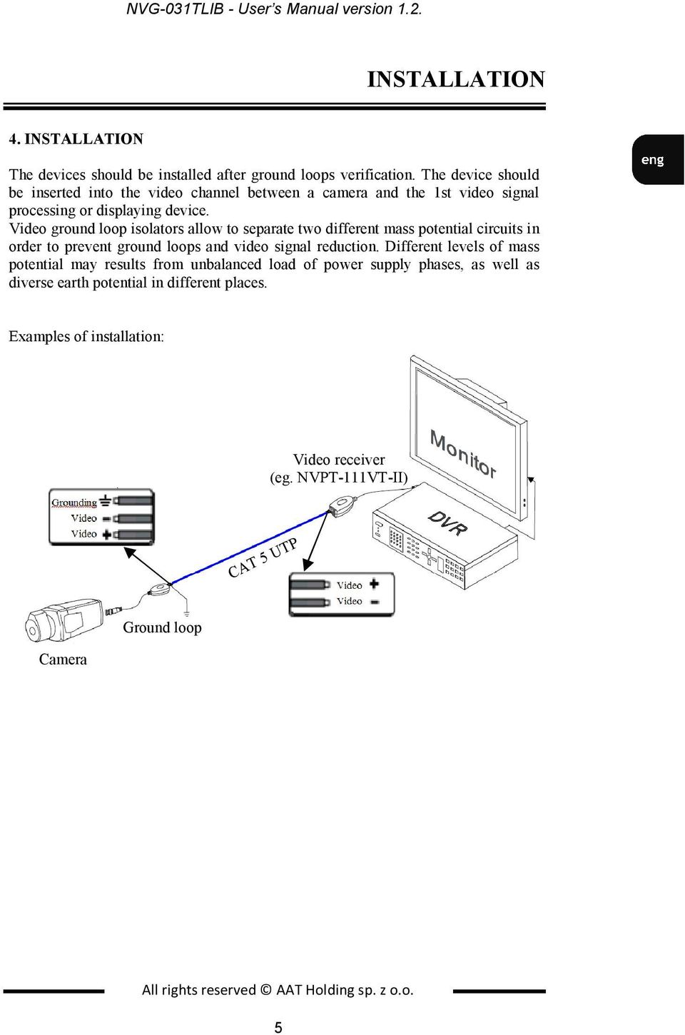 Video ground loop isolators allow to separate two different mass potential circuits in order to prevent ground loops and video signal reduction.