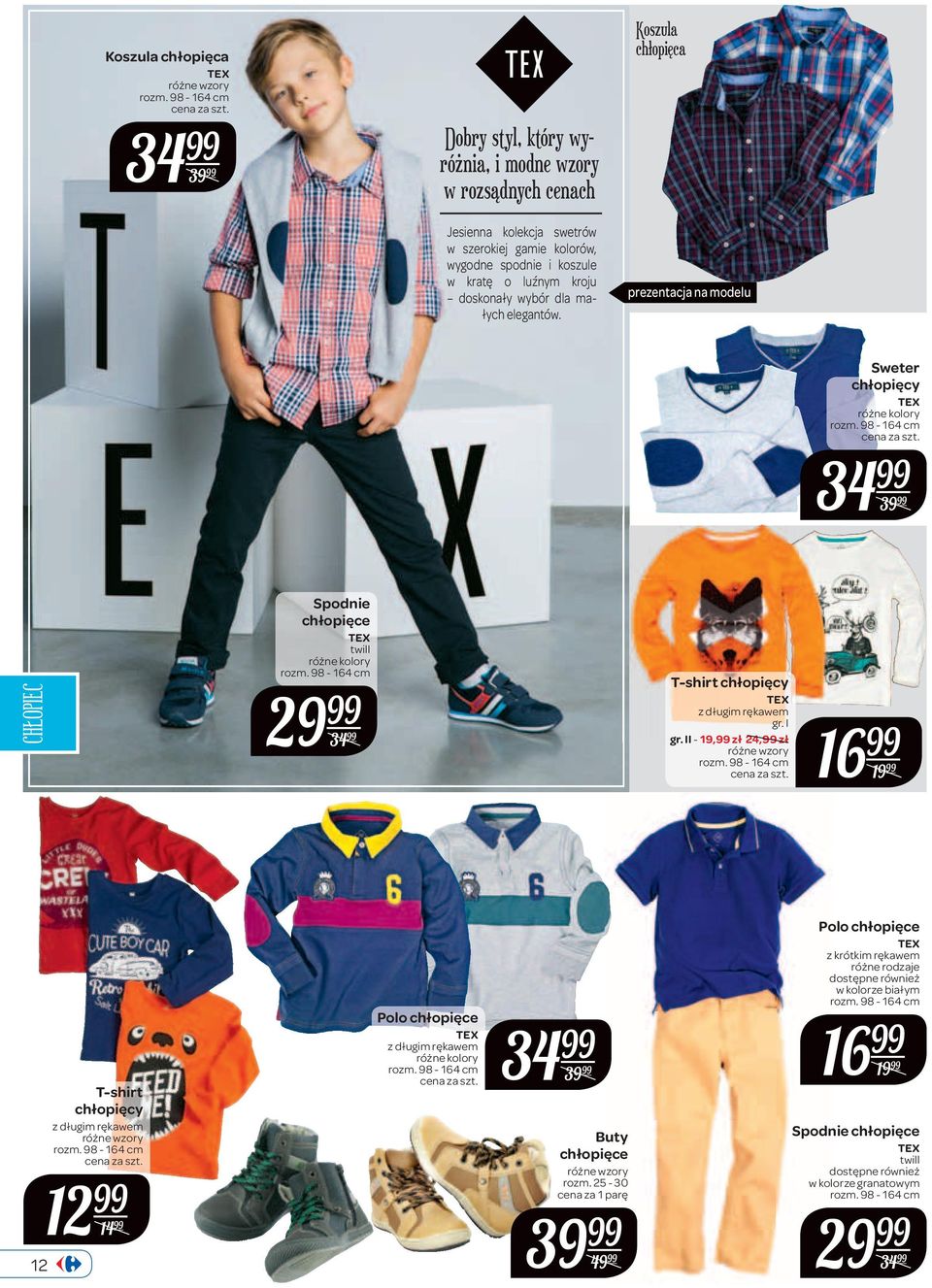 Koszula chłopięca prezentacja na modelu Sweter chłopięcy 34 CHŁOPIEC twill 29 34 T-shirt chłopięcy gr. I gr.
