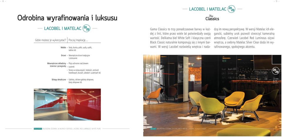 uczelniach itd. Sklepy detaliczne Gabloty, szklane gabloty sklepowe, blaty sklepowe itd. Gama Classics to trzy ponadczasowe barwy w każdej z linii, które przez wiele lat potwierdzały swoją wartość.