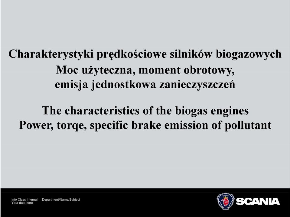 characteristics of the biogas engines Power, torqe, specific brake