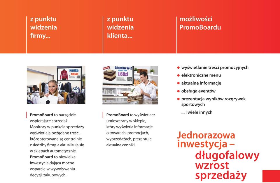 PromoBoard to niewielka inwestycja dająca mocne wsparcie w wywoływaniu decyzji zakupowych.