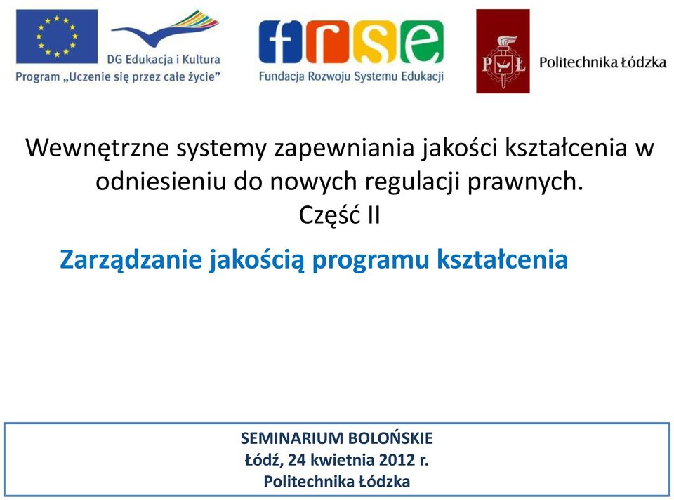 Część II Zarządzanie jakością programu kształcenia