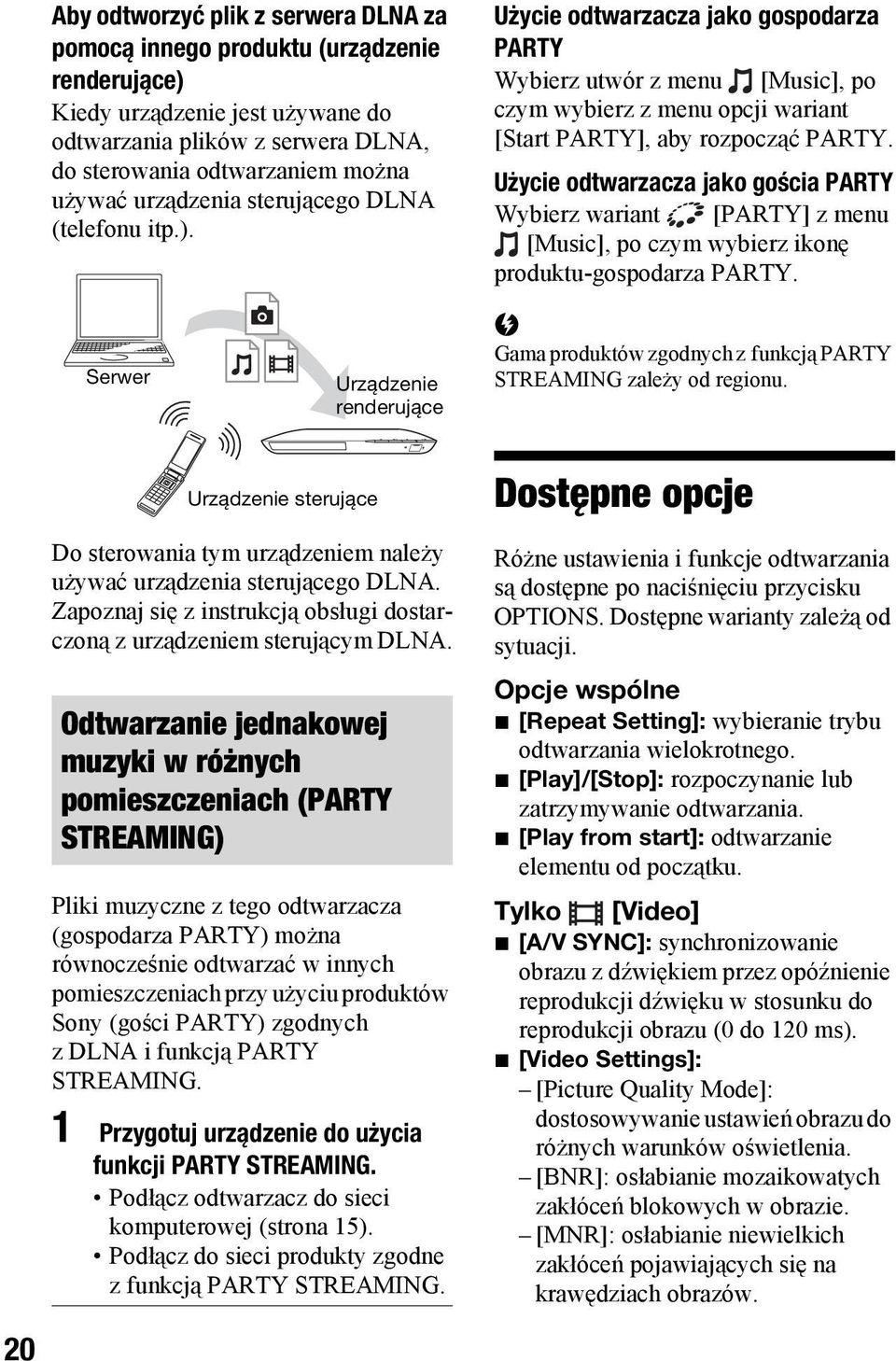 Użycie odtwarzacza jako gościa PARTY Wybierz wariant [PARTY] z menu [Music], po czym wybierz ikonę produktu-gospodarza PARTY.