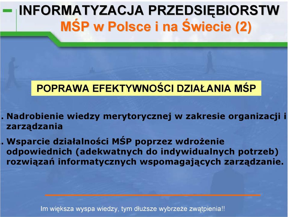 Wsparcie działalności MŚP poprzez wdrożenie odpowiednich (adekwatnych do indywidualnych