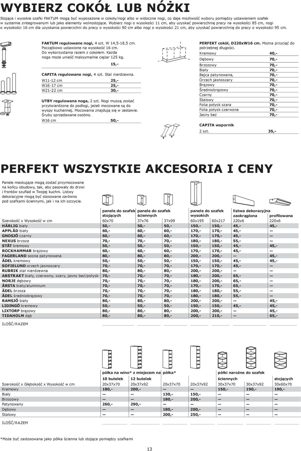 Wybierz nogi o wysokości 11 cm, aby uzyskać powierzchnię pracy na wysokości 85 cm, nogi o wysokości 16 cm dla uzyskania powierzchni do pracy o wysokości 90 cm albo nogi o wysokości 21 cm, aby uzyskać