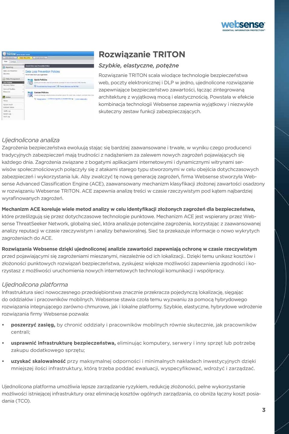 Powstała w efekcie kombinacja technologii Websense zapewnia wyjątkowy i niezwykle skuteczny zestaw funkcji zabezpieczających.