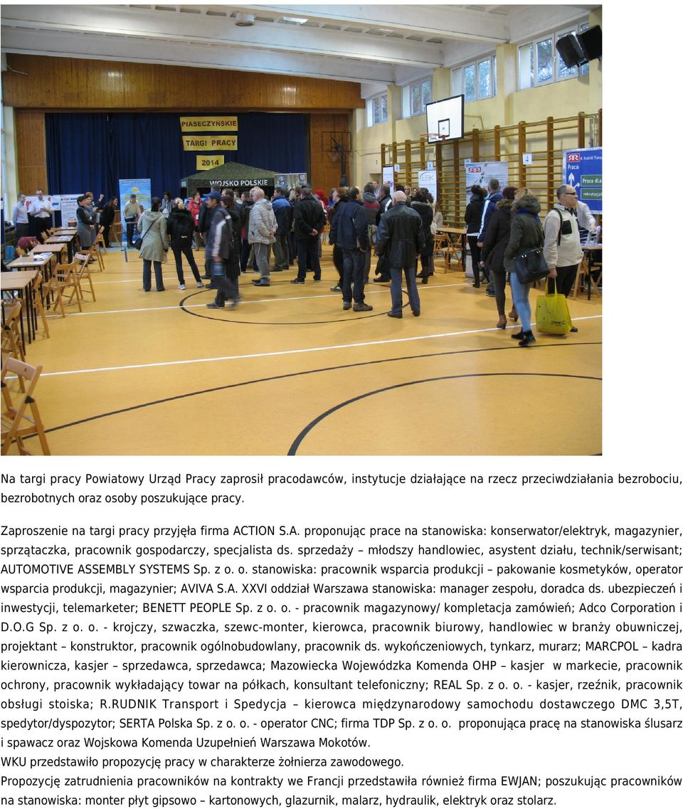 sprzedaży młodszy handlowiec, asystent działu, technik/serwisant; AUTOMOTIVE ASSEMBLY SYSTEMS Sp. z o.