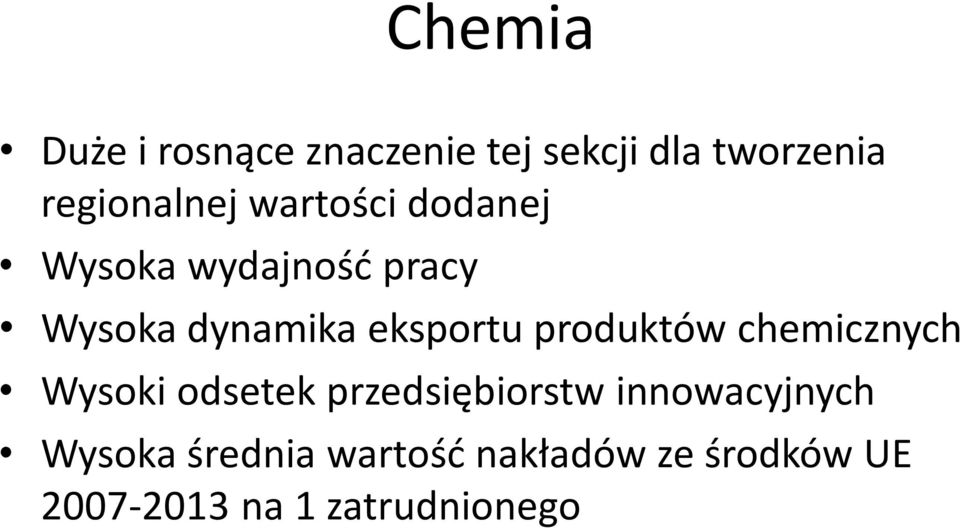 produktów chemicznych Wysoki odsetek przedsiębiorstw innowacyjnych