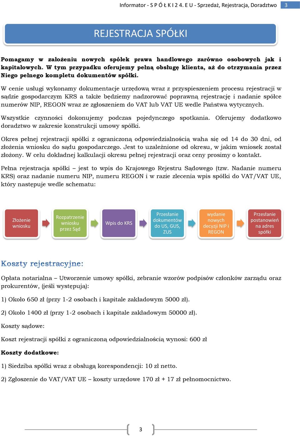 W cenie usługi wykonamy dokumentacje urzędową wraz z przyspieszeniem procesu rejestracji w sądzie gospodarczym KRS a także będziemy nadzorować poprawną rejestrację i nadanie spółce numerów NIP, REGON