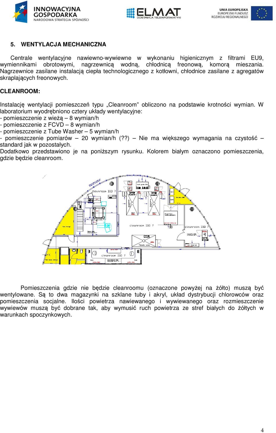 CLEANROOM: Instalację wentylacji pmieszczeń typu Cleanrm bliczn na pdstawie krtnści wymian.