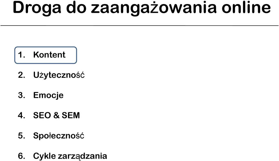 Użyteczność 3. Emocje 4.