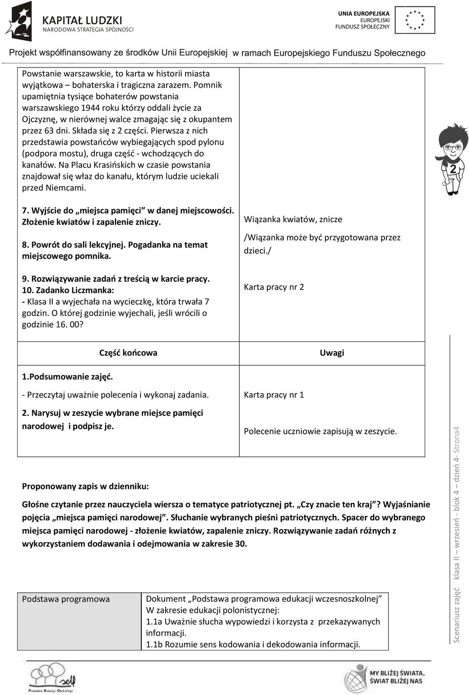 Pierwsza z nich przedstawia powstańców wybiegających spod pylonu (podpora mostu), druga część - wchodzących do kanałów.