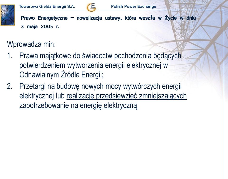 Prawa majątkowe do świadectw pochodzenia będących potwierdzeniem wytworzenia energii