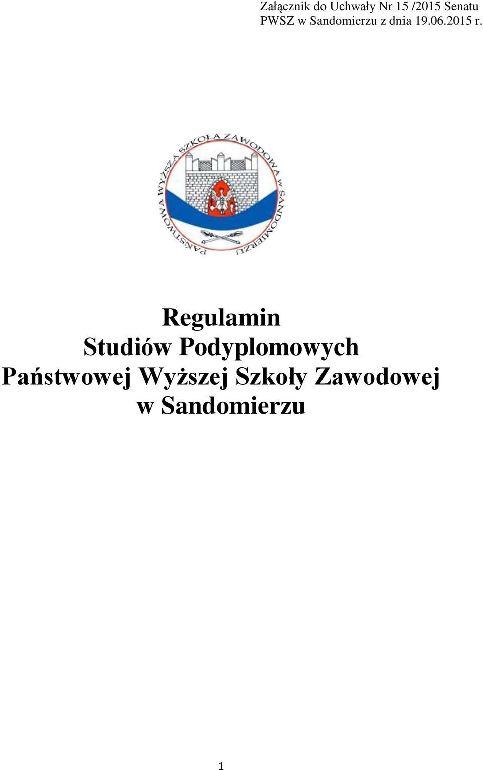 Regulamin Studiów Podyplomowych