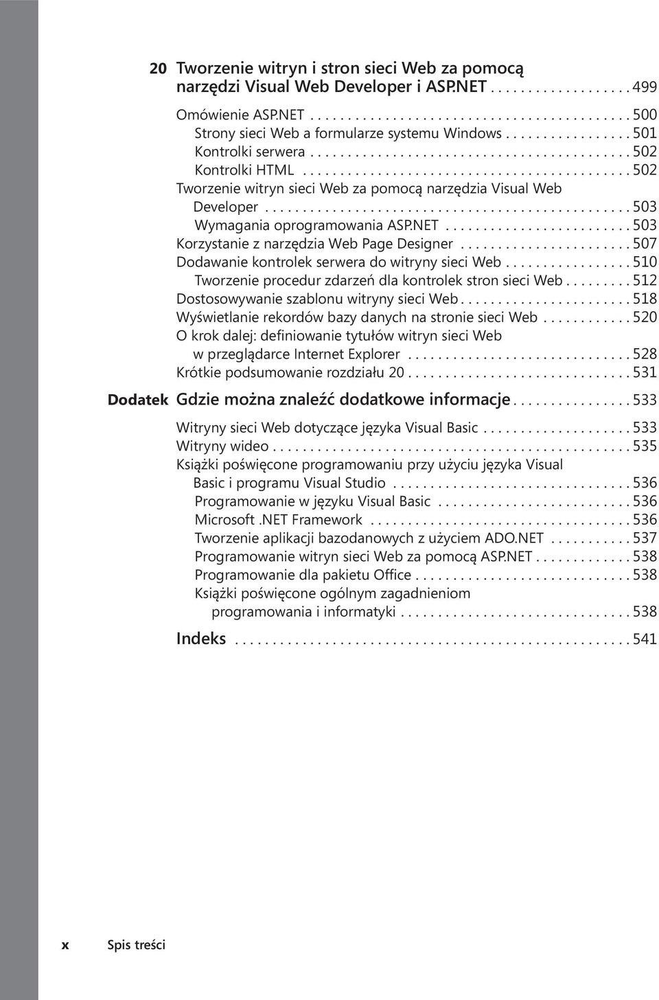 NET......................... 503 Korzystanie z narzędzia Web Page Designer....................... 507 Dodawanie kontrolek serwera do witryny sieci Web.