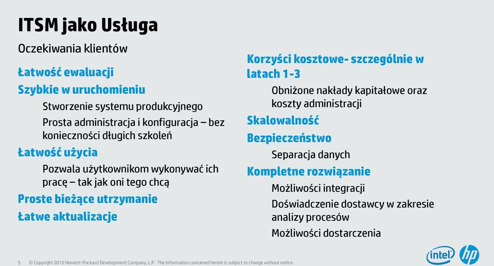 utrzymanie Łatwe aktualizacje Korzyści kosztowe- szczególnie w latach 1-3 Obniżone nakłady kapitałowe oraz koszty administracji Skalowalność