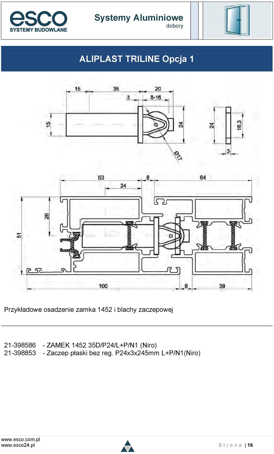 35D/P24/L+P/N1 (Niro) 21-398853 - Zaczep płaski bez